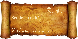 Kender Anikó névjegykártya